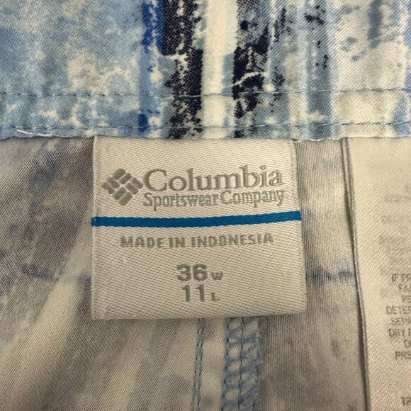 Columbia PFG Mens Omni-Shield Fishing Shorts 36W Blue Tie-Dye Polyester Blend - Picture 3 of 6